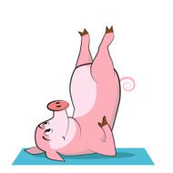 Happy pig practicing yoga pose N2