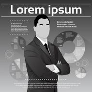 Businessman Execultive Fashion Black Suit Head Finance Infographic N4