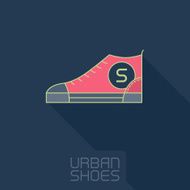 Vector Stylized sneakers Outline urban shoes with long shadow