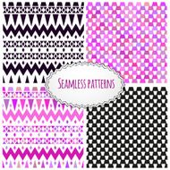 Geometric tribal aztec hand drawn background set seamless pattern