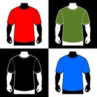 Blank Color T-shirt Men Body Silhouette Vector