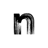 Letter n hand drawn with dry brush Lowercase