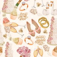 Retro vector seamless pattern with wedding icons N2