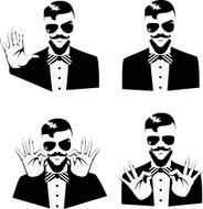 head of a man with beard and hands
