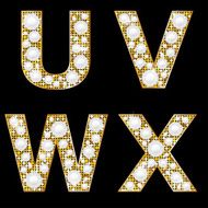 Golden metallic shiny letters U V W X