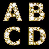 Golden metallic shiny letters A B C D