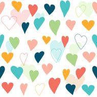 Stylized heart seamless pattern White isolated vector background wall paper N2
