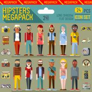 Hipsters megapack Flat design Long shadow Icon set 2nd