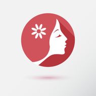 The woman fashion icon or logo with flower Contour lines N8