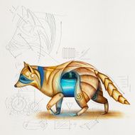 Sketch mechanical raccoon