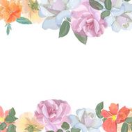 Watercolor greeting card with roses for invitation or wedding N2