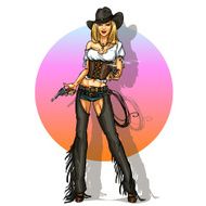 Pretty cowgirl with guns isolated