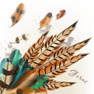 Grunge vector background realistic colorful ferns