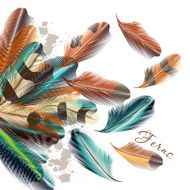 Background with vector realistic colorful ferns