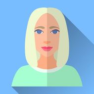 Fashionable young woman with bob haircutr flat icon shadow