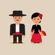 Man and woman in Spanish costumes