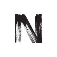 Letter N hand drawn with dry brush