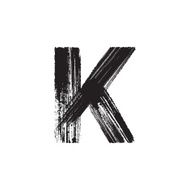 Letter K hand drawn with dry brush