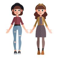 Vector set of cartoon characters in a flat style N2