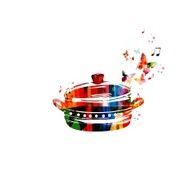 Colorful vector boiling pot background with butterflies