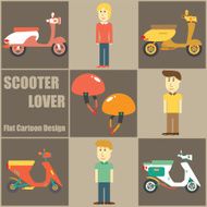 Scooter Lover People Flat Cartoon