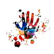 Colorful vector hand background with butterflies