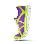 Realistic bright curved sport shoes for running Vector illustration N3
