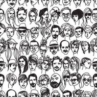 Seamless pattern with faces