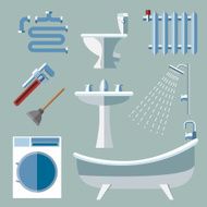 Pipeline plumbing icons in flat style