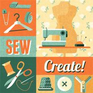 Sewing vintage decoration collage poster