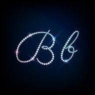 Diamond glittering letter B of sparkling brilliants