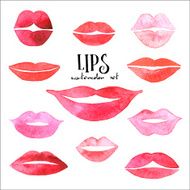 Watercolor nandmade lips set