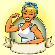 Retro Girl logo design Vector Pin Up Illustration N3