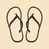 Flat in black and white mobile application flip flops N2