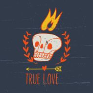 romantic vintage print with skull