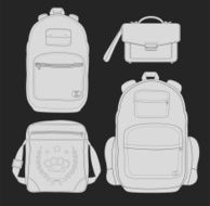 Set of 4 fashionable man bags Chalk