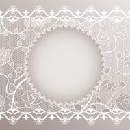 Vintage card with lace and pearls