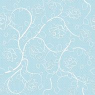 Lace seamless pattern with roses on blue background