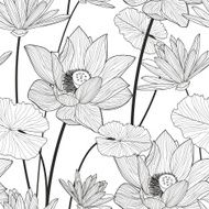 Vector seamless pattern with beautiful lotus flower