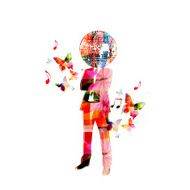Man with disco ball head Music inspires concept