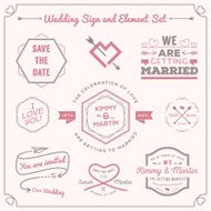 Set of wedding celebration badge and sign decoration elements design