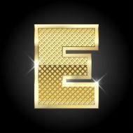 Vector metal gold letter E