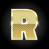 Vector metal gold letter R