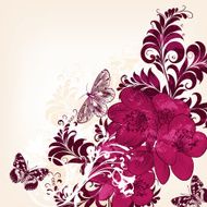 Cute floral background with hand drawn flowers