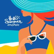 Summer background with beautiful woman silhouette at the seaside N2