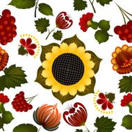 Seamless floral background with elements of Petrikovs painting N2