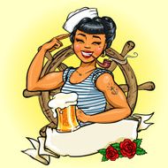 Retro Girl logo design Vector Pin Up Illustration N4