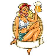 Pretty Pin Up Girl holding beer mug N2