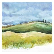 Field and forest Watercolor background