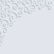 Vector White 3d Vintage Invitation Card with Floral Damask Pattern